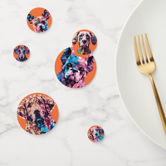 Confettis Portraits de chiens polygonaux (Groupe)
