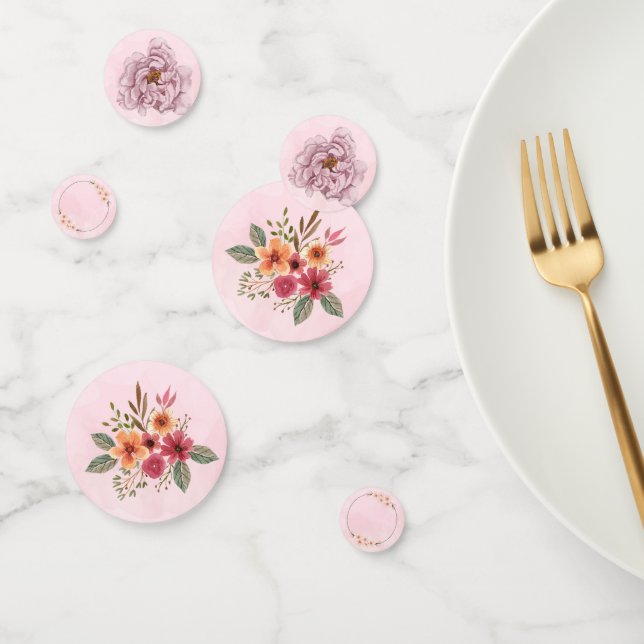 Confettis pour table en forme de fleurs roses pour (Groupe)
