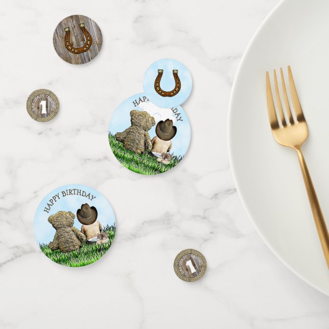 Confettis Premier anniversaire de l'ours en peluche et en pe (Groupe)