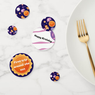 Confettis Premier voyage autour du décor de fête du soleil