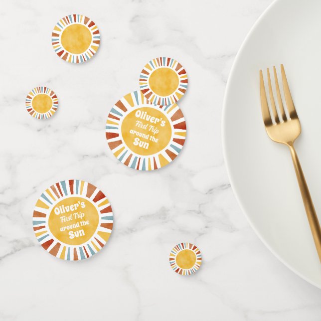 Confettis Premier Voyage Autour Du Soleil Invitation (Groupe)