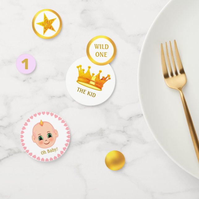 Confettis Première fête d'anniversaire de bébé et étoile dor (Groupe)
