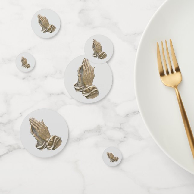 Confettis prier mains communion église catholique (Groupe)