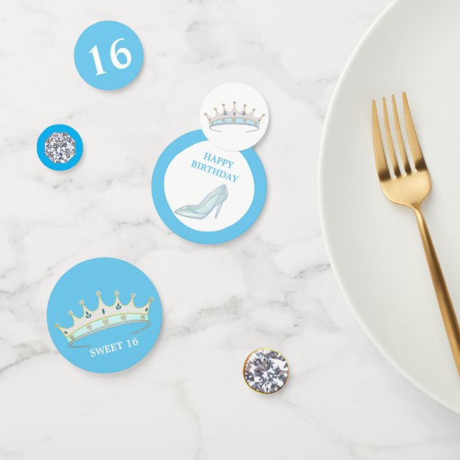 Confettis Princesse 16e anniversaire sur bleu turquoise et b (Groupe)