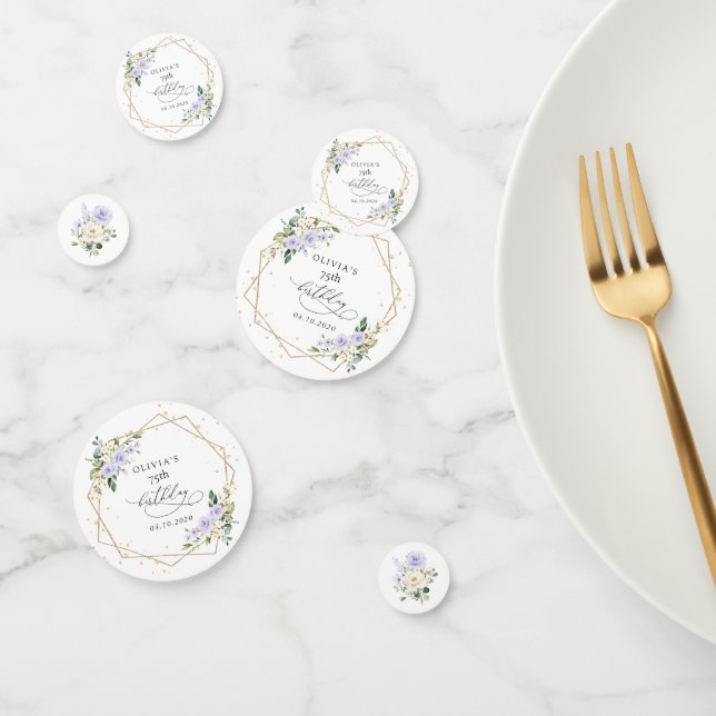 Confettis Purple Flowers, White Flowers, Greenery, Birthday (Groupe)