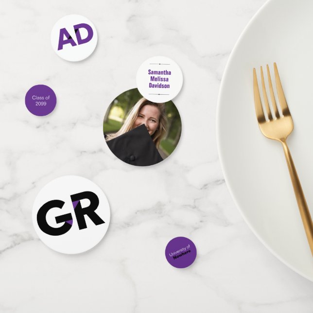 Confettis Purple Gros Gras Lettres D'Angle Coupé Graduation (Groupe)