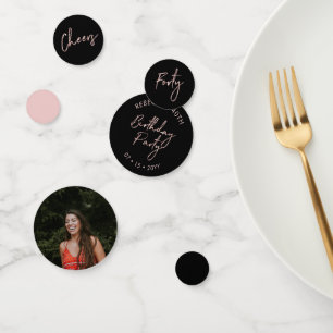 Confettis Quarante Or Rose & Noir Moderne 40e Anniversaire