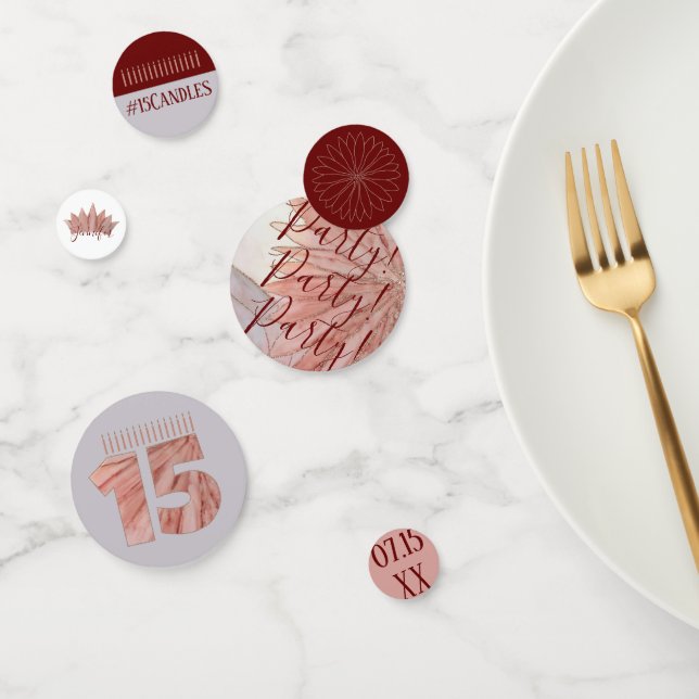 Confettis Quinceanera Elegant rose 15e fête d'anniversaire (Groupe)