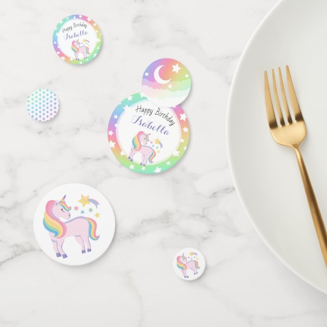 Confettis Rainbow Stars & Magical Unicorn Joyeux anniversair (Groupe)