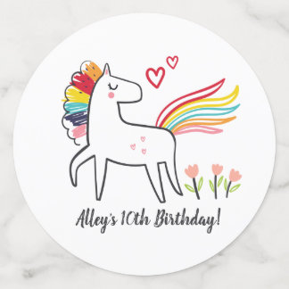 Confettis Rainbow Unicorn Birthday Custom Name