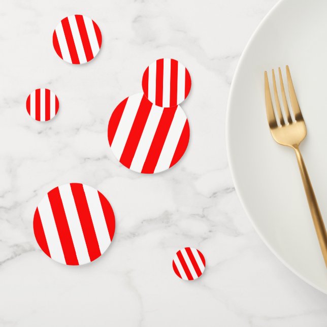 Confettis Rayures rouges et blanches (Groupe)