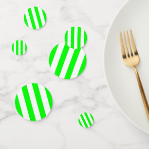Confettis Rayures vert citron et blanc