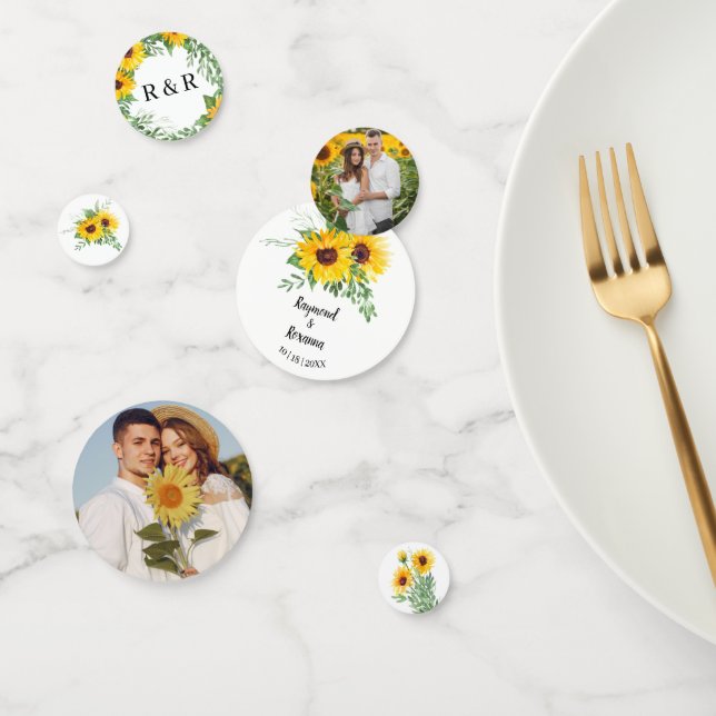 Confettis Réception de mariage avec verdure et tournesols (Groupe)