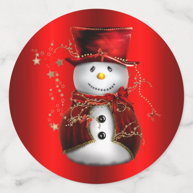 Confettis Red Snowman sur Metallic Red Christmas (Grand verso)
