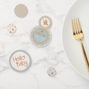 Confettis Retro Boho Baby shower Hello Baby Party Décor
