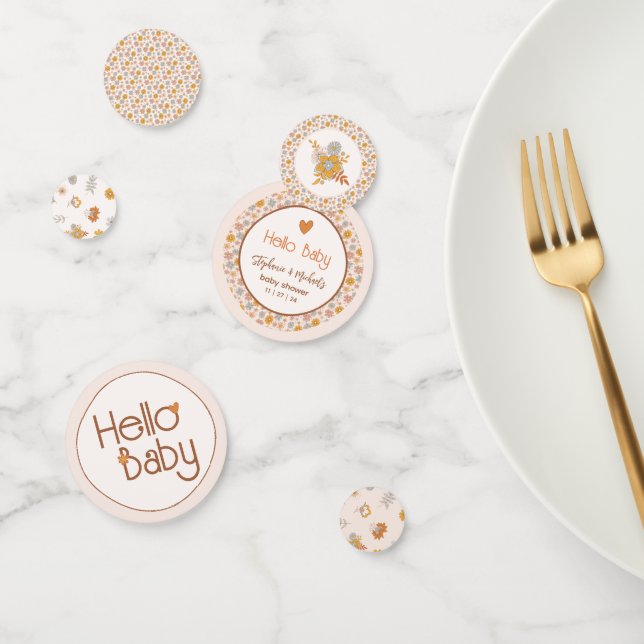 Confettis Retro Boho Baby shower Hello Baby Party Décor (Groupe)