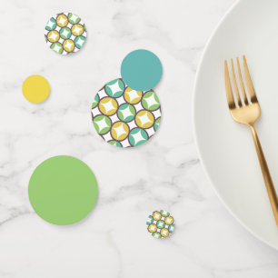 Confettis Retro Diamond dans Circle Pattern Blue Green Gold