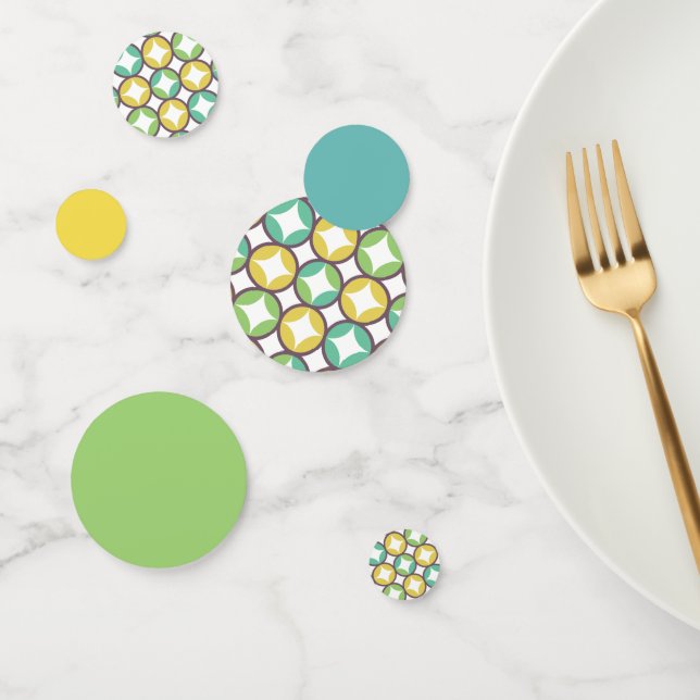 Confettis Retro Diamond dans Circle Pattern Blue Green Gold (Groupe)