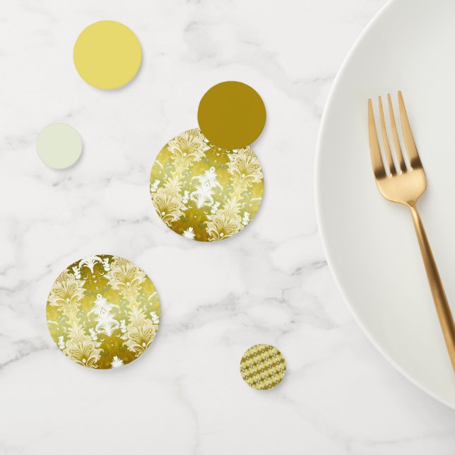 Confettis Retro Gold Green Mariage damassé (Groupe)