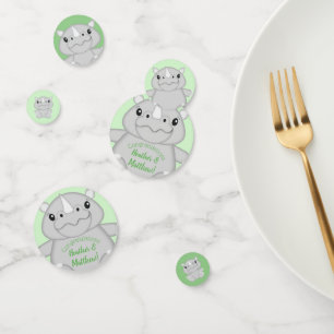 Confettis Rhino Baby shower vert