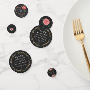Confettis Romantique Noir et rose Roméo et Juliette
