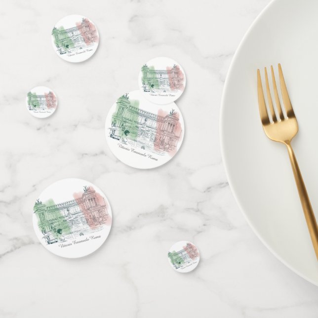 Confettis Rome Italie Victor Emmanuel Pen et encre Drapeau (Groupe)