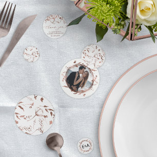 Confettis Rose Gold Feuille Fleur Sauvage Printemps Monogram