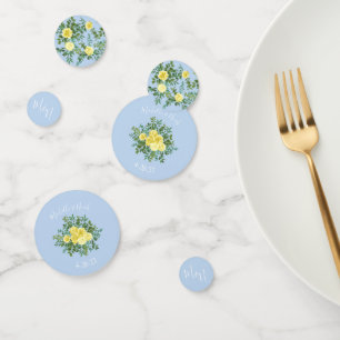 Confettis Rose jaune et bleu clair Vintage Mariage de printe