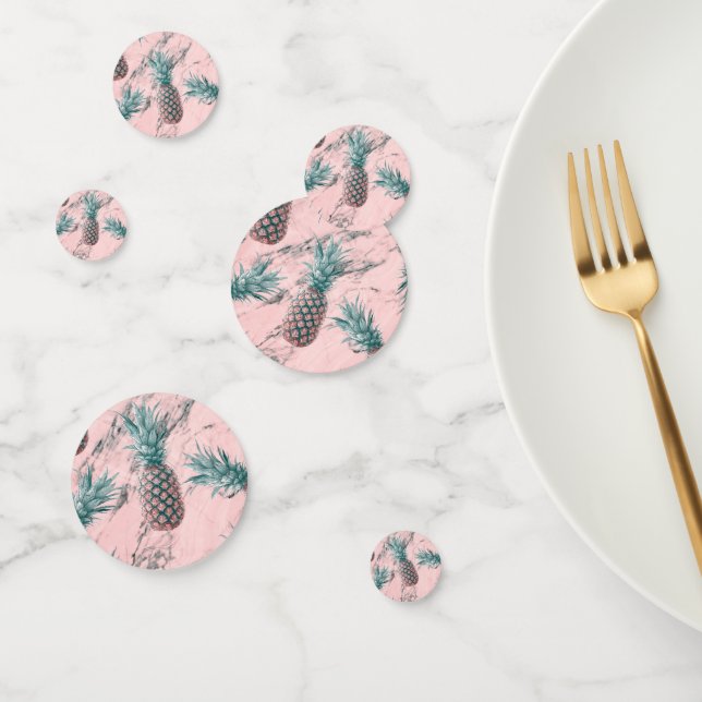 Confettis Rose Moderne Marbre Rose Tropical Pineapple Chic (Groupe)
