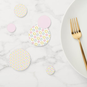Confettis Rose Pâle et Rayures Blanches Baby Shower