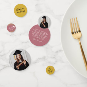 Confettis Rose Parties scintillant or Merci de graduation de
