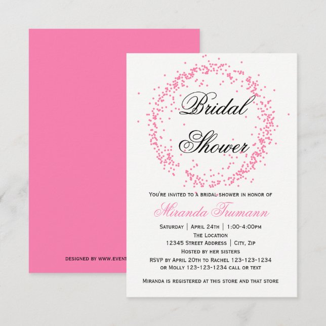 Confettis roses - invitation de la Fête de la (Devant / Derrière)