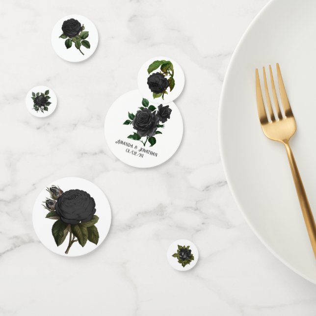 Confettis Roses noires gothiques vintage (Groupe)