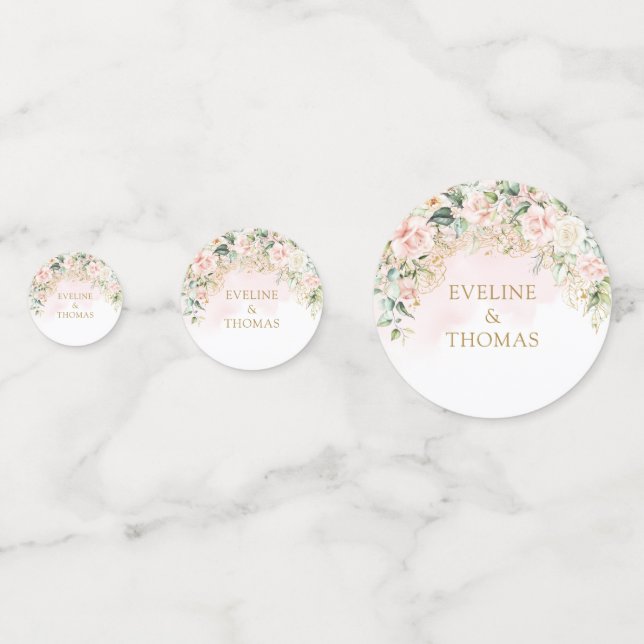 Confettis Roses roses vertes vert vert mariage or (Devant)