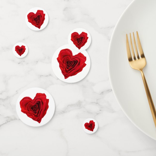 Confettis Roses rouges en forme de coeur Saint Valentin (Groupe)