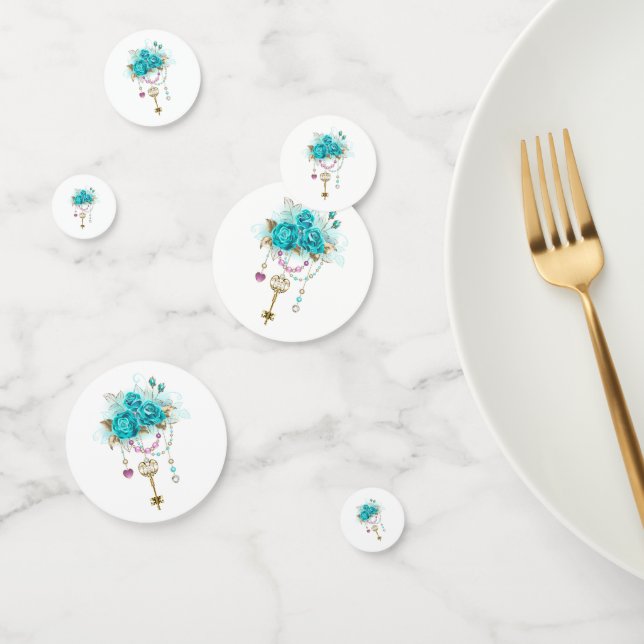 Confettis Roses turquoise avec touches (Groupe)
