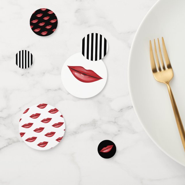 Confettis Rouge Brillant Lèvres Lipstick Baiser Beauté Fête (Groupe)