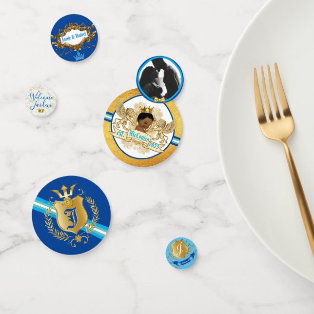 Confettis Royal African Prince Bleu & Gold Fantaisie photo C (Groupe)