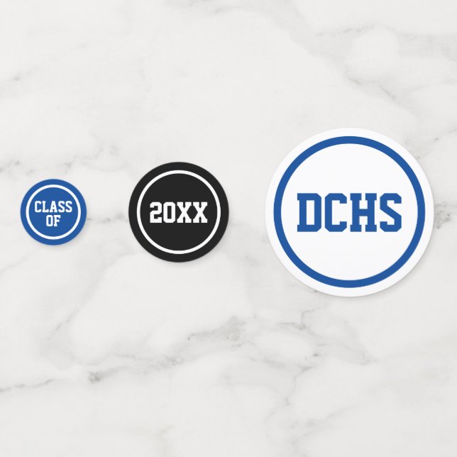 Confettis Royal Blue Modern Circles Photo Graduation (Devant)