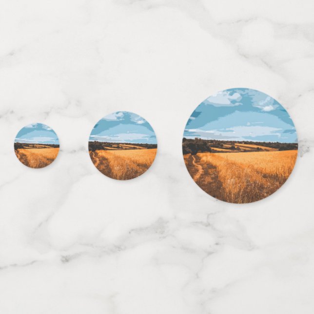 Confettis Rustic Golden Sunlit Summer Field Country Elegant (Devant)