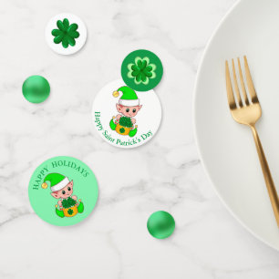 Confettis Saint Patrick's Day Cute Elf & Shamrock