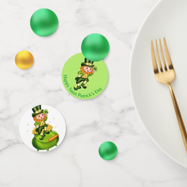 Confettis Saint Patrick's Day Leprechaun Elf & Pot of Gold (Groupe)
