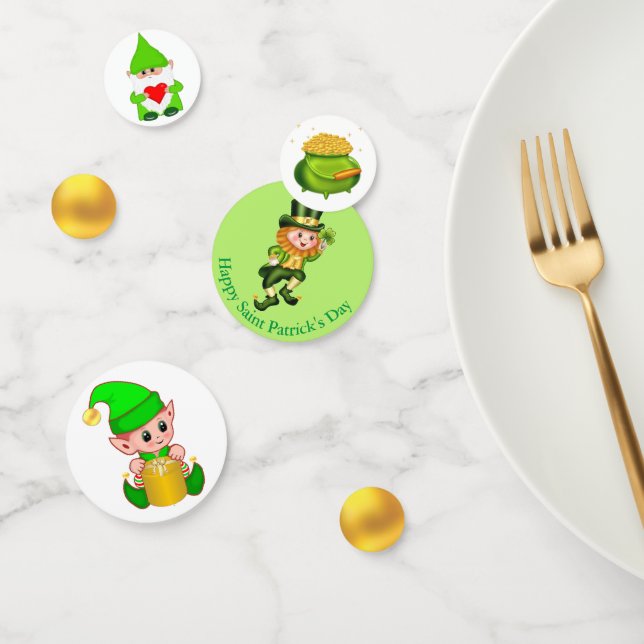 Confettis Saint Patrick's Day Leprechaun, Elfe & Pot d'or (Groupe)