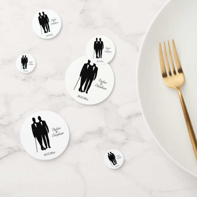 Confettis Salles de Mariage gay avec nom et date (Groupe)