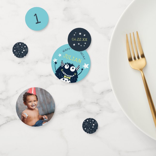 Confettis Sarcelle | Petite fête d'anniversaire de Monster p (Groupe)