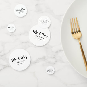 Confettis Simple M. & Mme   Monogramme de mariage 