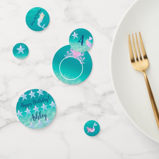 Confettis Sirène sous l'aquarelle de mer fête des enfants de (Groupe)