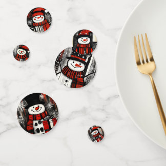 Confettis Snowmen rouge, noir et blanc