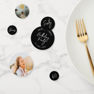 Confettis Soixante Photo de 60e anniversaire moderne noir
