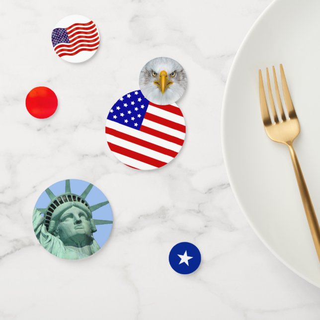 Confettis Statue de la Liberté, Aigle et Drapeau américain C (Groupe)